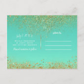 Cascading Gold Glitter Glam Trendy Save the Date Aankondigingskaart (Achterkant)