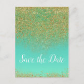 Cascading Gold Glitter Glam Trendy Save the Date Aankondigingskaart (Voorkant)