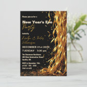 Cascading Golden Streamers Nieuwjaarsfeest Kaart (Staand voorkant)