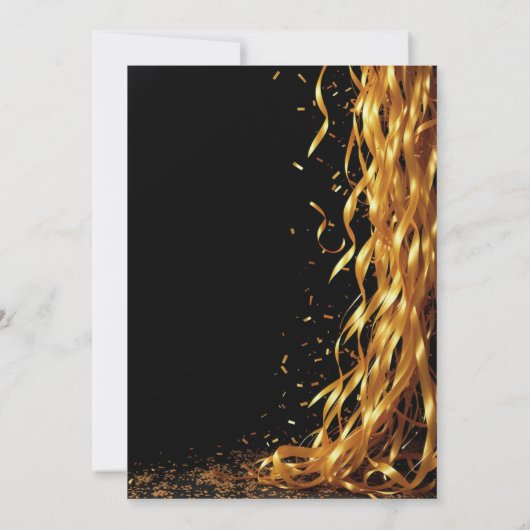 Cascading Golden Streamers Nieuwjaarsfeest Kaart (Achterkant)