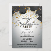 Cascading Graduation Caps en gouden Confetti foto Kaart (Voorkant)