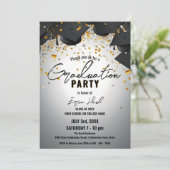 Cascading Graduation Caps en gouden Confetti foto Kaart (Staand voorkant)