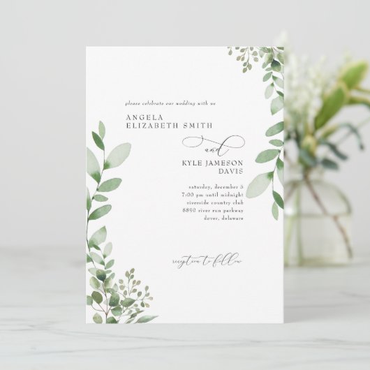 Cascading Green Geen Ouders Bruiloft Kaart (Staand voorkant)