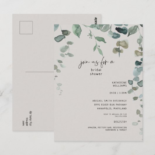 Cascading Greenery Neutral Vrijgezellenfeest Briefkaart (Voorkant / Achterkant)