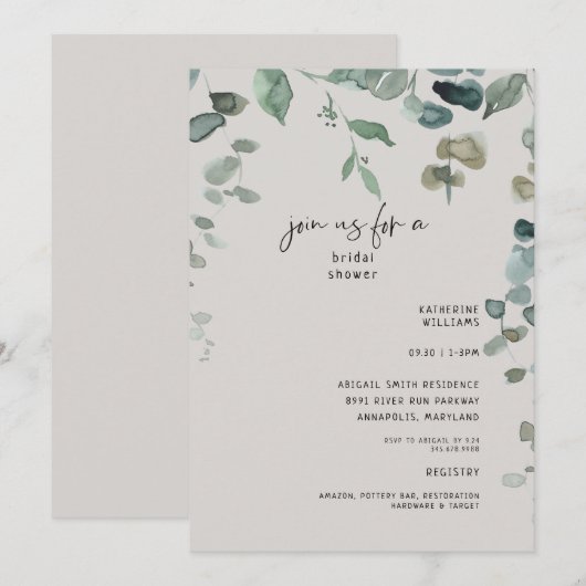 Cascading Greenery Neutral Vrijgezellenfeest Kaart (Voorkant / Achterkant)