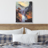Cascading Herfsten bij zonsondergang, kunstschilde Canvas Afdruk (Insitu (Slaapkamer))