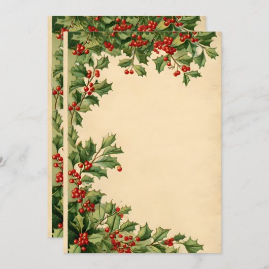 Cascading Holly Top Border Kaart (Voorkant / Achterkant)