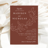 Cascading Leaves Brown Wedding Kaart