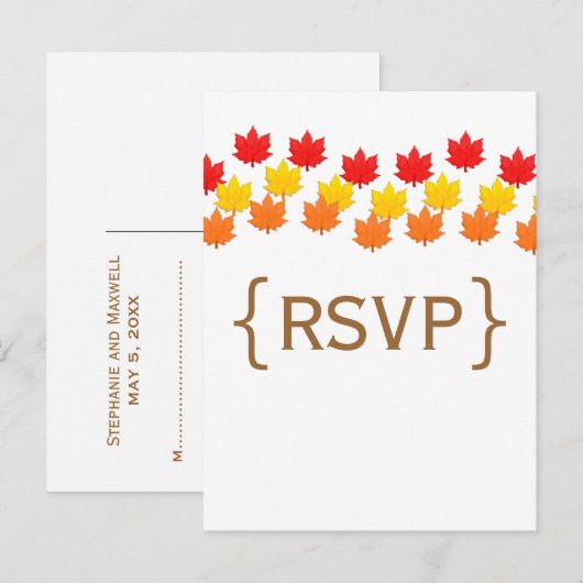 Cascading Leaves Fall Wedding RSVP Briefkaart (Voorkant / Achterkant)