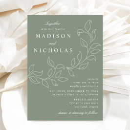 Cascading Leaves Sage Green Wedding Kaart
