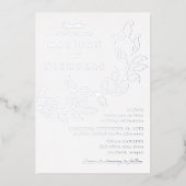 Cascading Leaves Wedding Silver Folie Uitnodiging (Voorkant)