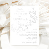 Cascading Leaves Wedding Silver Folie Uitnodiging