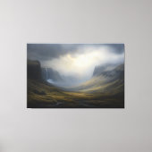 Cascading Light: Mountain Waterval Landschap Canvas Afdruk (Voorkant)