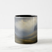 Cascading Light: Mountain Waterval Landschap Tweekleurige Koffiemok (Center)