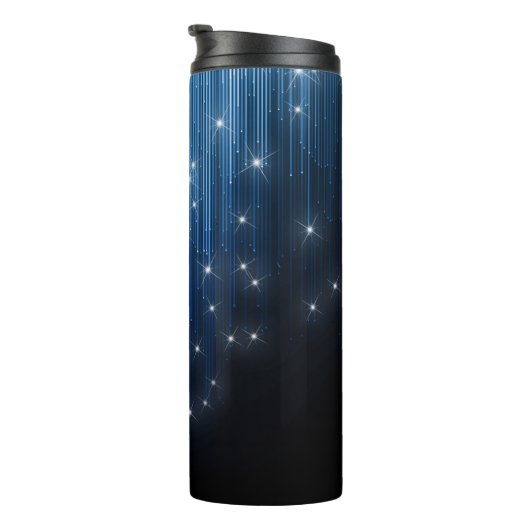 Cascading Lights Monogram Blauw ID789 Thermosbeker (Geroteerd rechts)