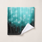 Cascading Lights Monogram Blauwgroen ID789 Bad Handdoek (Wasdoekje)