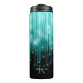 Cascading Lights Monogram Blauwgroen ID789 Thermosbeker (Voorkant)