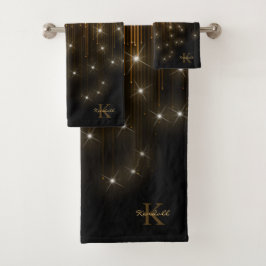 Cascading Lights Monogram Gold ID789 Bad Handdoek