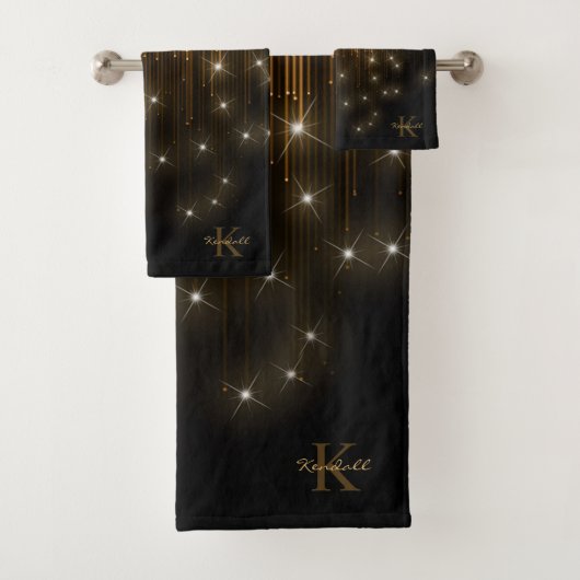 Cascading Lights Monogram Gold ID789 Bad Handdoek (Insitu)