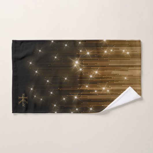 Cascading Lights Monogram Gold ID789 Bad Handdoek (Handdoek)