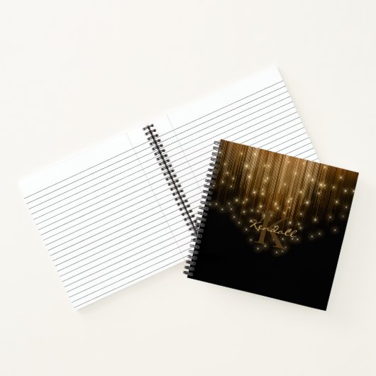 Cascading Lights Monogram Gold ID789 Notitieboek (Binnen)