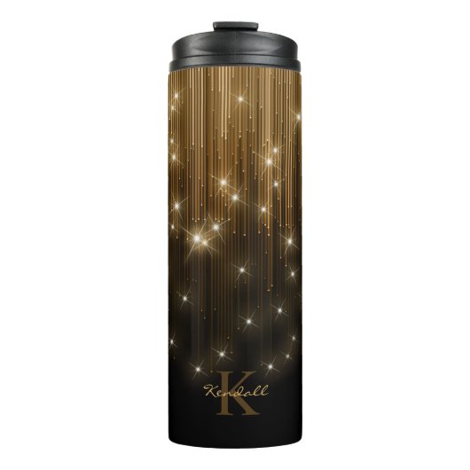 Cascading Lights Monogram Gold ID789 Thermosbeker (Voorkant)