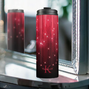 Cascading Lights Monogram Red ID789 Thermosbeker