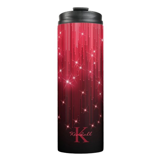 Cascading Lights Monogram Rood ID789 Thermosbeker (Voorkant)