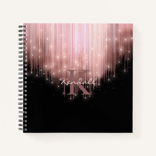 Cascading Lights Monogram Roos Gold ID789 Notitieboek (Voorkant)