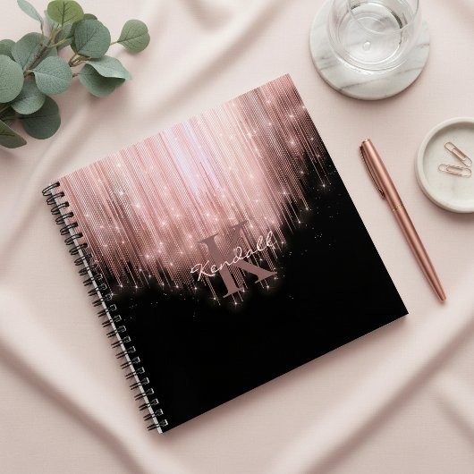 Cascading Lights Monogram Roze Goud ID789 Notitieboek