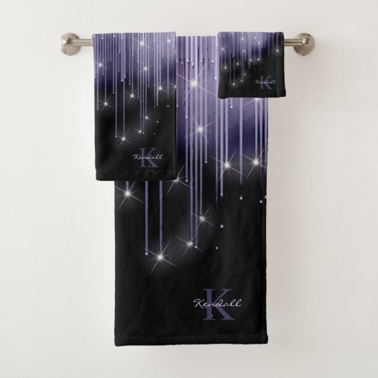 Cascading Lights Monogram Violet ID789 Bad Handdoek (Insitu)