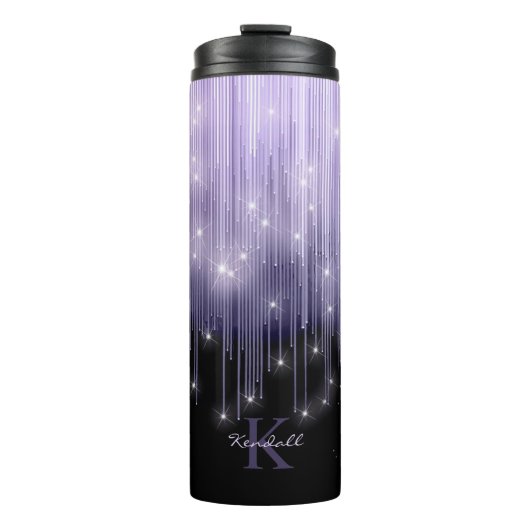 Cascading Lights Monogram Violet ID789 Thermosbeker (Voorkant)