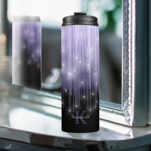 Cascading Lights Monogram Violet ID789 Thermosbeker