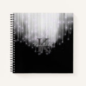 Cascading Lights Monogram zwart en wit ID789 Notitieboek (Voorkant)