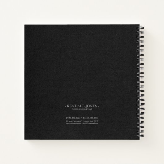 Cascading Lights Monogram zwart en wit ID789 Notitieboek (Achterkant)