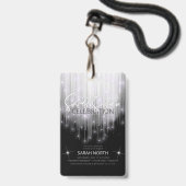 Cascading Lights Sweet 16 Black en White ID790 Badge (Voorzijde met lanyard)