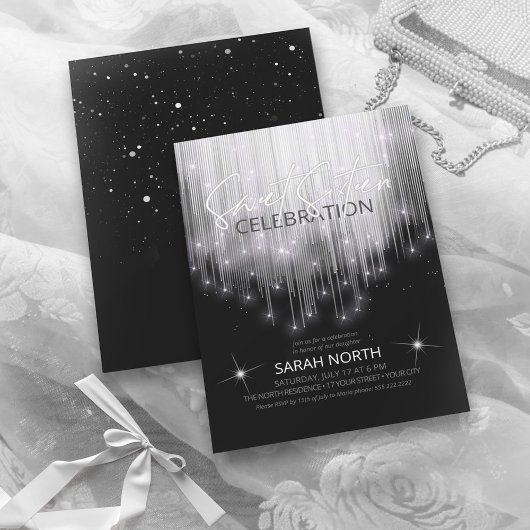 Cascading Lights Sweet 16 Black en White ID790 Kaart