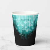Cascading Lights Sweet 16 Blauwgroen ID790 Papieren Bekers (Achterkant)