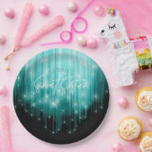 Cascading Lights Sweet 16 Blauwgroen ID790 Papieren Bordje (Feest)