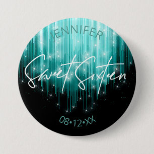 Cascading Lights Sweet 16 Blauwgroen ID790 Ronde Button 7,6 Cm
