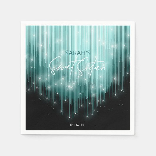 Cascading Lights Sweet 16 Blauwgroen ID790 Servet (Voorkant)