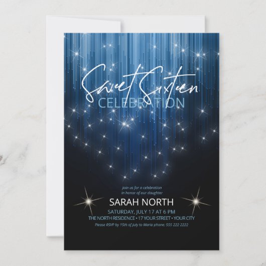 Cascading Lights Sweet 16 Blue ID790 Kaart (Voorkant)