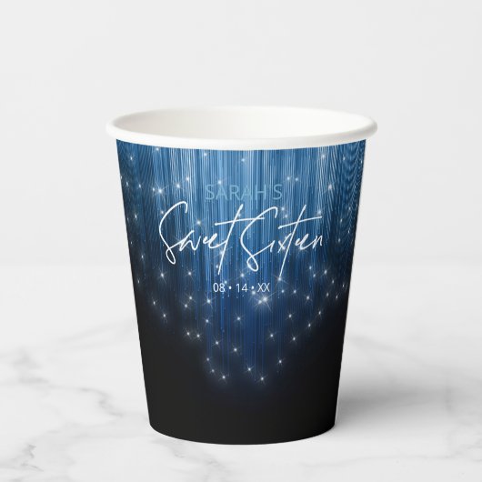 Cascading Lights Sweet 16 Blue ID790 Papieren Bekers (Achterkant)
