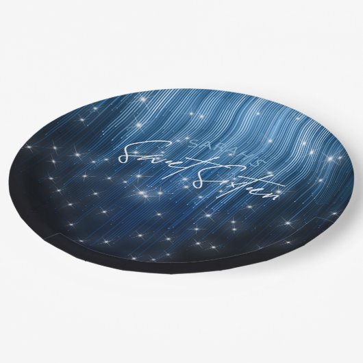 Cascading Lights Sweet 16 Blue ID790 Papieren Bordje (Gekanteld)