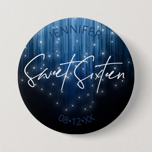 Cascading Lights Sweet 16 Blue ID790 Ronde Button 7,6 Cm (Voorkant)