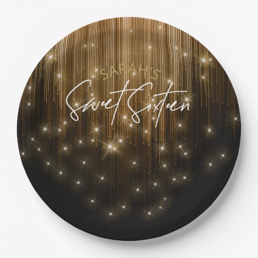 Cascading Lights Sweet 16 Gold ID790 Papieren Bordje (Voorkant)