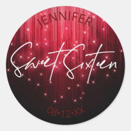 Cascading Lights Sweet 16 Red ID790 Ronde Sticker