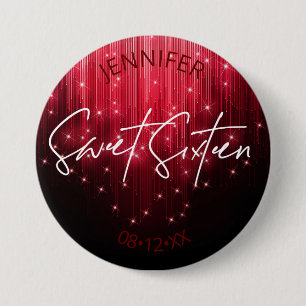 Cascading Lights Sweet 16 Rood ID790 Ronde Button 7,6 Cm