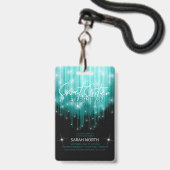 Cascading Lights Sweet 16 Teal ID790 Badge (Voorzijde met lanyard)