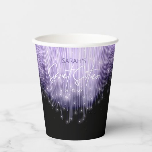Cascading Lights Sweet 16 Violet ID790 Papieren Bekers (Voorkant)